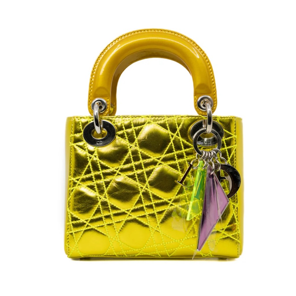 Dior Yellow Mini Bag with Silver Accents